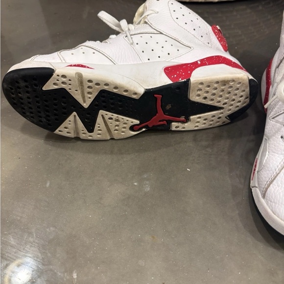 Jordan Kids White and Red High-Top Sneakers - Picture 3 of 5